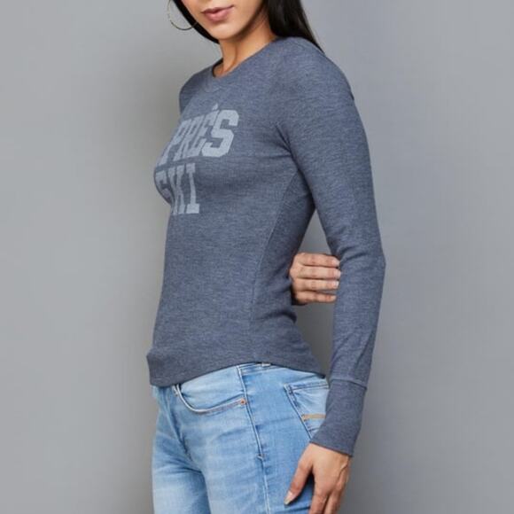 NEW American Eagle Printed Waffle Long Sleeve Stretch Top - Picture 2 of 12